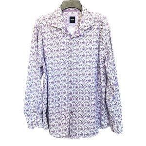 Elite Serica Men's XL 17x34.5 Long Sleeve Button-Up Dress Shirt Cotton Purple